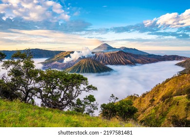 Bromo and tengger caldera at sunrise, Java, Indonesia - Shutterstock ID 2197581481