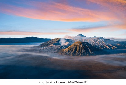 Bromo volcano (Gunung Bromo) during sunrise in Bromo Tengger Semeru National Park, East Java, Indonesia. - Powered by Shutterstock