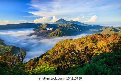 Bromo volcano at sunrise,Tengger Semeru National Park, East Java, Indonesia - Shutterstock ID 154213739