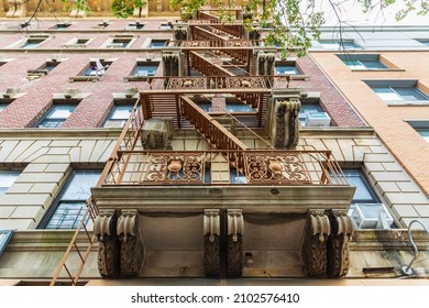 The Bronx, New York City, New York, USA. Fire Escape On An Apartment Building In The Bronx.