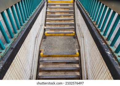 The Bronx, New York City, New York, USA. Stairs Descending To The Subway.