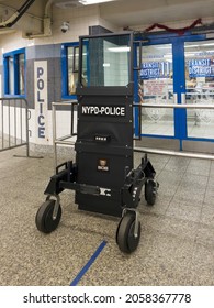 BRONX, NEW YORK, USA - May 7, 2021: Special Ops Bunker On Display At Police Station Inside Yankee Stadium Subway. 