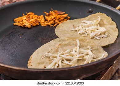 The Bronx, New York, USA. Tacos Being Cooked By A Street Vendor.