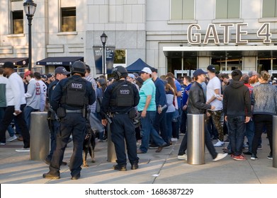 BRONX, NEW YORK/USA - May 9, 2018: Counter Terrorism Cops Stand Guard During Yankee Stadium Game. 