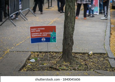 Bronx, New York/USA October 24, 2020. Long Lines In The Bronx Election Polls As Early Voting Begins In New York City. 