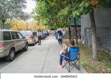 Bronx, New York/USA October 24, 2020. Long Lines In The Bronx Election Polls As Early Voting Begins In New York City. 