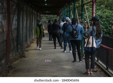 Bronx, New York/USA October 24, 2020. Long Lines In The Bronx Election Polls As Early Voting Begins In New York City. 