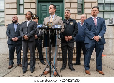 Bronx, NY USA April 9, 2022. Police Commissioner And Executives Briefs The Media About A 17 Year Old Male Who Was Arrested Responsible For The Fatal Shooting Of A 16 Year Girl In The Bronx.  