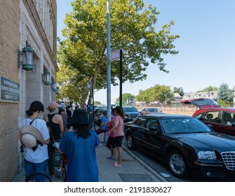 Bronx, NY USA August 19, 2022. Catholic Charities Held A Popup Food Pantry For Members Of The Community At St. Benedict's Church In The Bronx.  