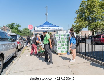 Bronx, NY USA August 19, 2022. Catholic Charities Held A Popup Food Pantry For Members Of The Community At St. Benedict's Church In The Bronx.  