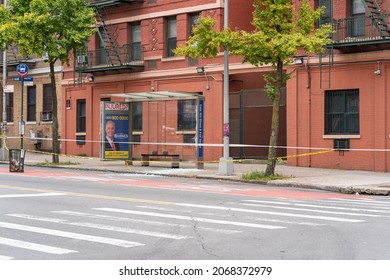 Bronx, NY USA November 2, 2021. Police Investigate The Scene Where A Robbery Suspect Opened Fire On Police In The Hunts Point Section Of The Bronx.  