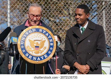 Bronx, NY USA November 9, 2021 Senator Schumer And Other Elected Officials Announce Plans To Make The Cross Bronx Expressway Enviromentally Safer For Bronx Communities. 