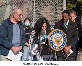 Bronx, NY USA November 9, 2021 Senator Schumer And Other Elected Officials Announce Plans To Make The Cross Bronx Expressway Enviromentally Safer For Bronx Communities. 