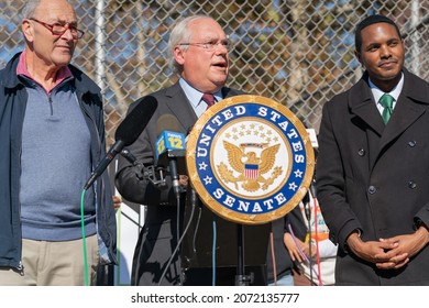 Bronx, NY USA November 9, 2021 Senator Schumer And Other Elected Officials Announce Plans To Make The Cross Bronx Expressway Enviromentally Safer For Bronx Communities. 