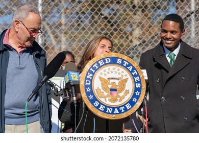 Bronx, NY USA November 9, 2021 Senator Schumer And Other Elected Officials Announce Plans To Make The Cross Bronx Expressway Enviromentally Safer For Bronx Communities. 