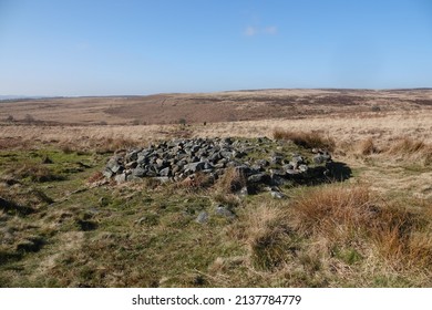 A Bronze Age Burial Cairn On Ramsley Moor In The Peak District National Park, England.