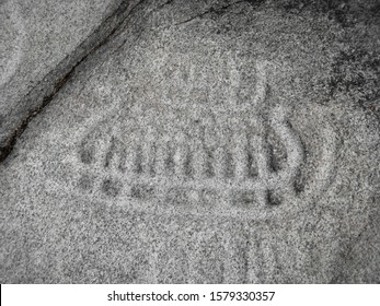 Bronze Age Viking Boat Carved In Granite, Solberg, Norway