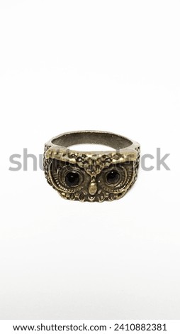 Bronze Alloy Metallic Owl Ring From Front View