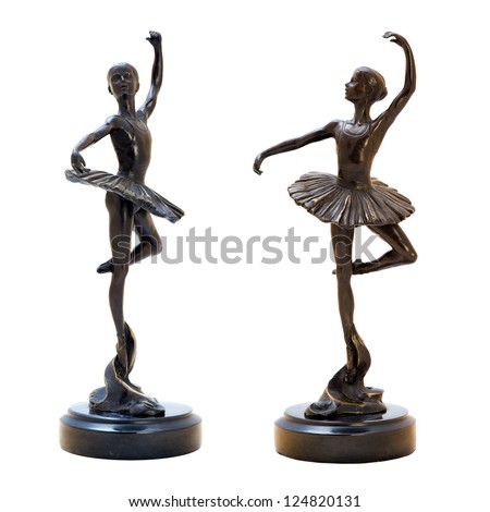 Bronze antique figurine of the dancing ballerina. Isolated image.