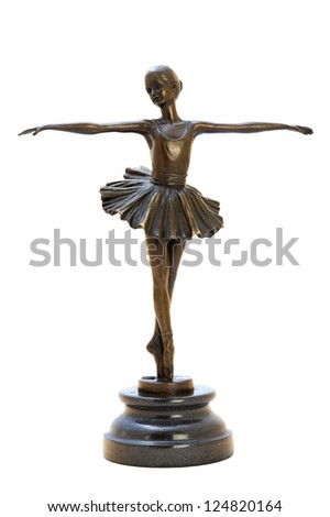 Bronze antique figurine of the dancing ballerina. Isolated image.