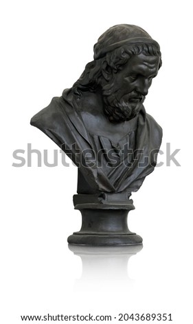 Bronze bust of the ancient Greek philosopher Plato. Design element with clipping path