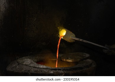 Bronze Casting In A Foundry