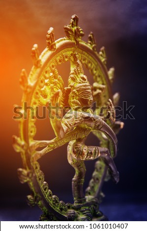 Bronze dancing Shiva. Toned photo