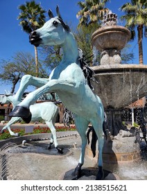 Bronze Horse Fountain In Scottsdale 