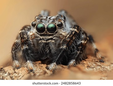 Bronze Jumping Spider or Eris Militaris. Macro photography close-up - Powered by Shutterstock