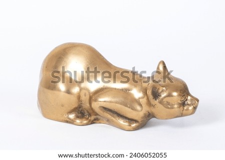 Bronze Metal Home Decorative Objects Tiny Sculpture Composition on White Background Made of Different Perspective Angles Abstract Pastel Background Im