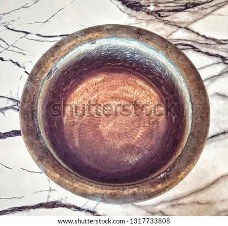 Similar – empty old soup plate with spoon on old wooden background