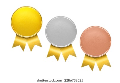 Bronze, Silver, Gold Medal. Champion Winner's Medal Bronze, Silver and Gold medals for the first prize. - Shutterstock ID 2286738525