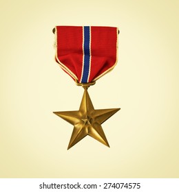 Bronze Star Medal Awarded For Valor In Combat In The USA Army. Retro Instagram Look.