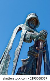 Bronze Statue Of King Arthur And His Sword By Rubin Eynon At Tintagel Castle - Cornwall United Kingdom - 12th Of August 2022