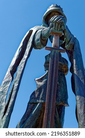 Bronze Statue Of King Arthur And His Sword By Rubin Eynon At Tintagel Castle - Cornwall United Kingdom - 12th Of August 2022