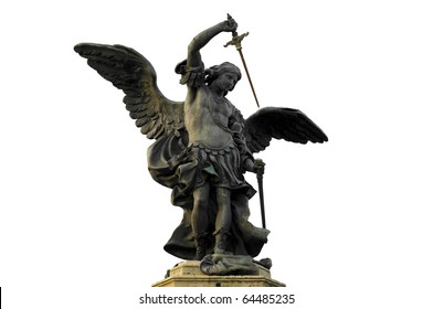 Bronze statue of Saint Michael by Peter Anton von Verschaffelt in Castel Sant'Angelo, Rome Italy