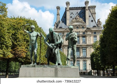 Bronze Statue The Sons Of Cain By Paul Landowski, 1903, Tuileries Garden, Paris, France, 2014 July 14