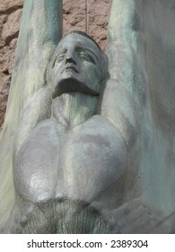 Bronze Statue Of A Winged Man At Hoover Dam