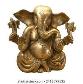 Bronze statuette of Ganesha isolated on white background