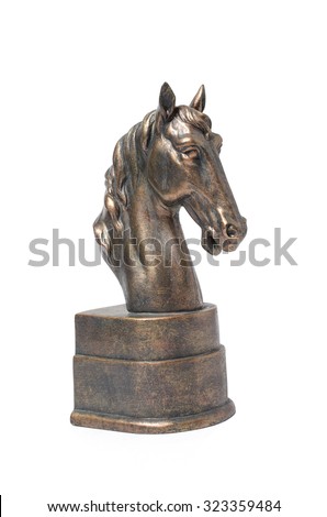 bronze statuette of a horse isolated on white