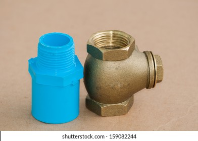 Bronze Swing Check Valve And Pvc Pipe Connection.