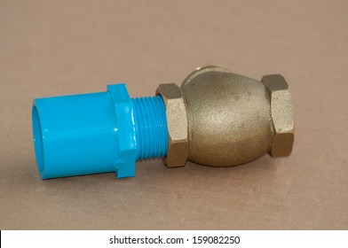 Bronze Swing Check Valve And Pvc Pipe Connection.