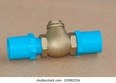 Bronze Swing Check Valve And Pvc Pipe Connection.