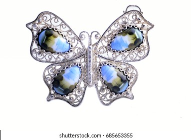 Brooch butterfly isolated on white background