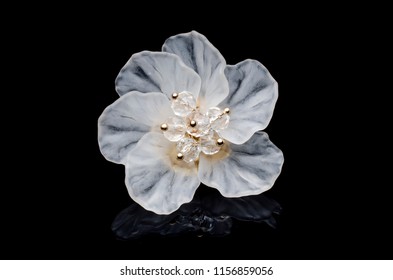 Brooch Flower Isolated On Black