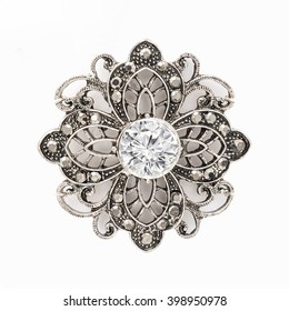 Brooch Flower Isolated On White