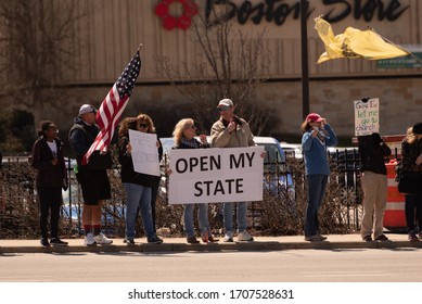 Brookfield,WI/USA-04-18-2020:Protest Against The State Wide Shutdown Regarding Covid19 Coronavirus