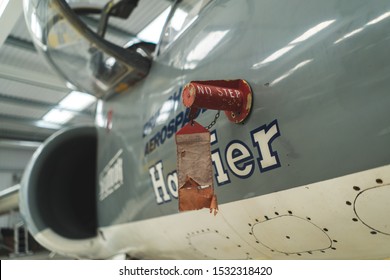 Brooklands Museum / UK - 08/02/2018: 
 Harrier Jump Jet At American Day.