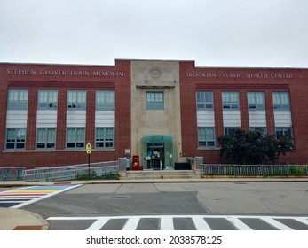 Brookline, Massachusetts, USA - August 29, 2021: View Of The Stephen Glover Train Brookline Public Health Center