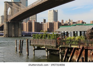 Brooklyn Bridge Above The Hudson River